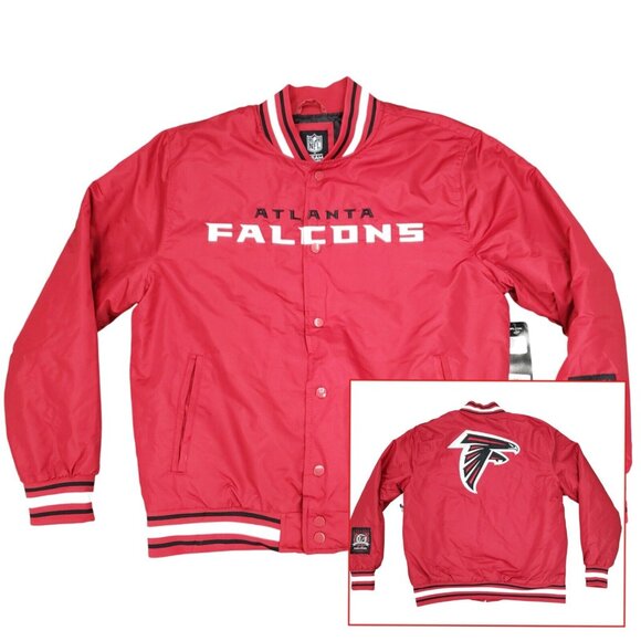NFL Atlanta Falcons Bomber Jacket Mens Medium Red Team Apparel Retro Embroidered